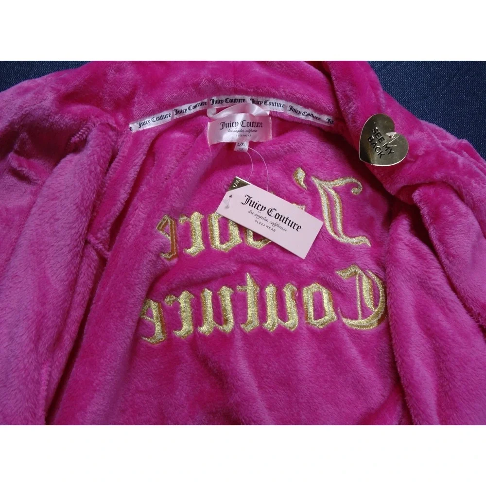 NEW Juicy Couture Luxe Soft Plush Robe Size L/XL Pink Pockets 36